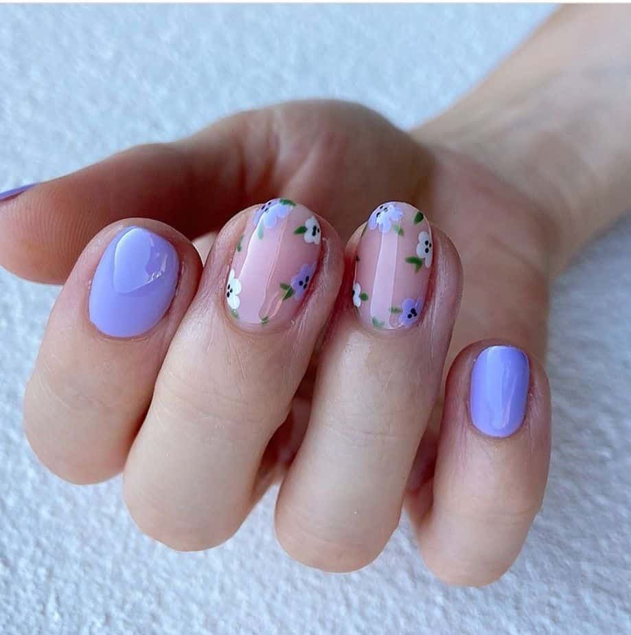 Purple Floral Boho Nails
