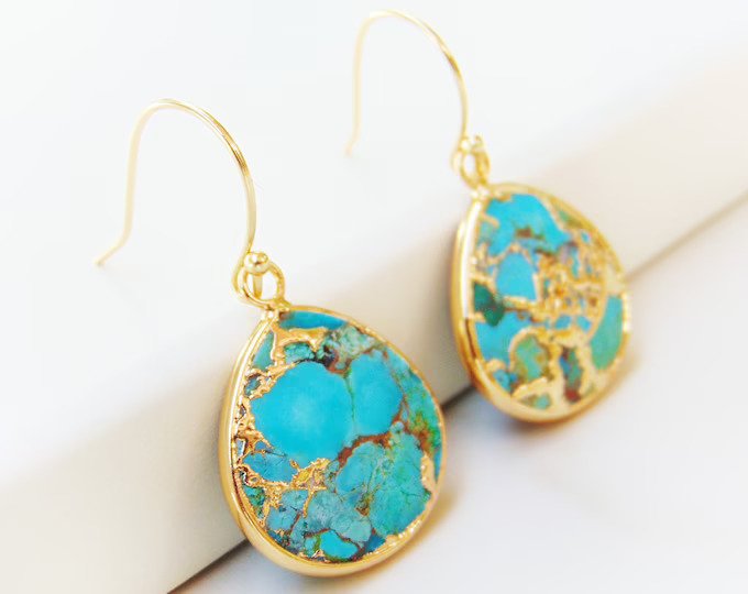 Gabriella Turquoise 18k Gold Earrings