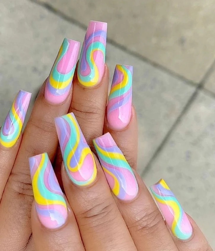 70s Nails Pastel Colors