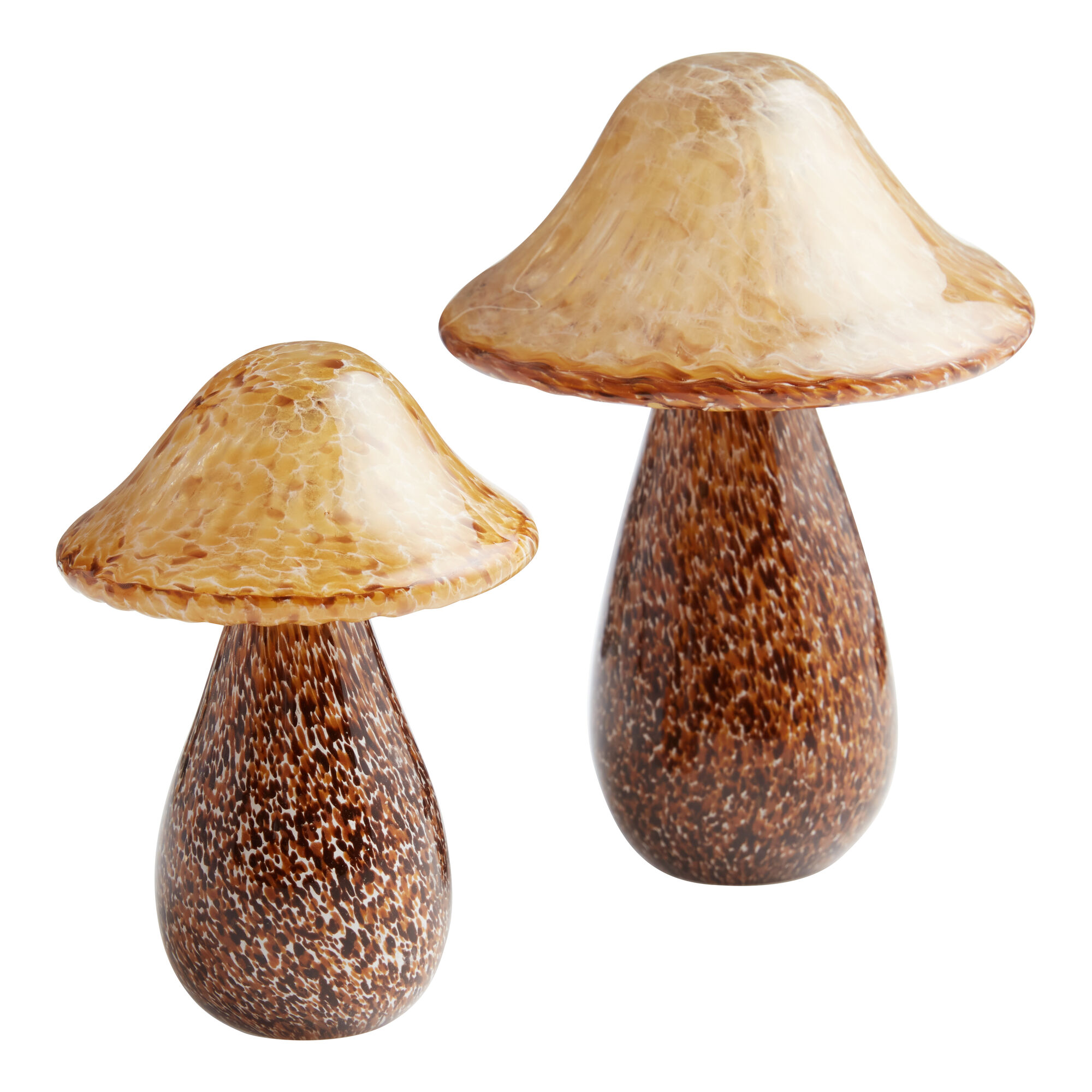 Brown And White Blown Glass Mushroom