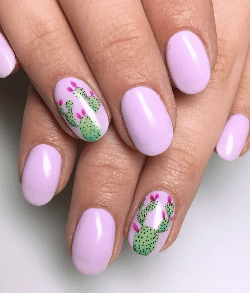 Pink Minimalist Cactus Nails