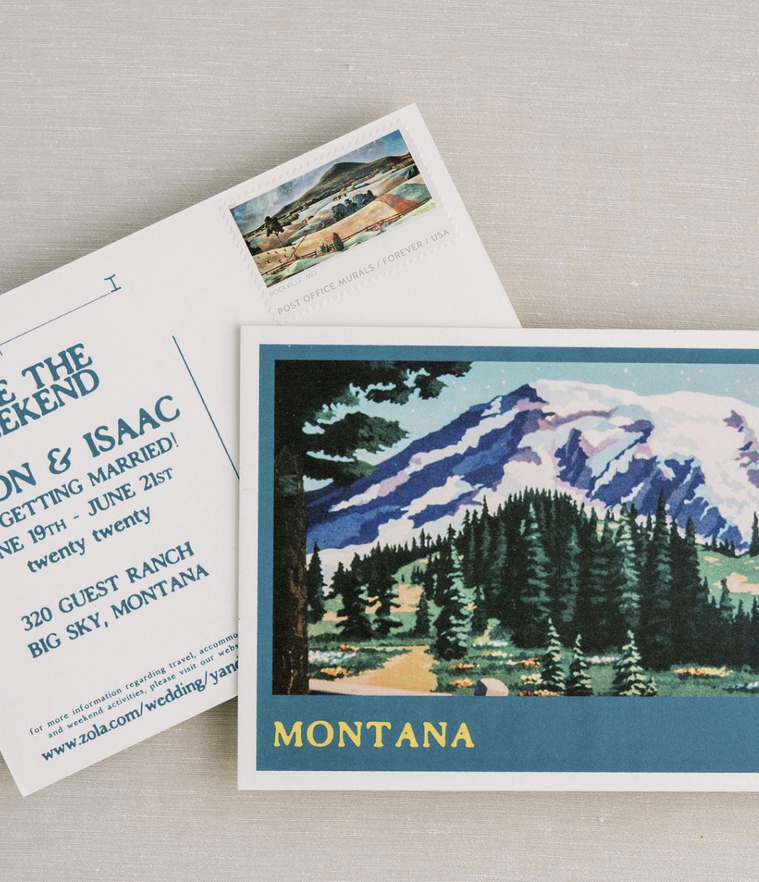 Vintage Postcard Wedding Invitation