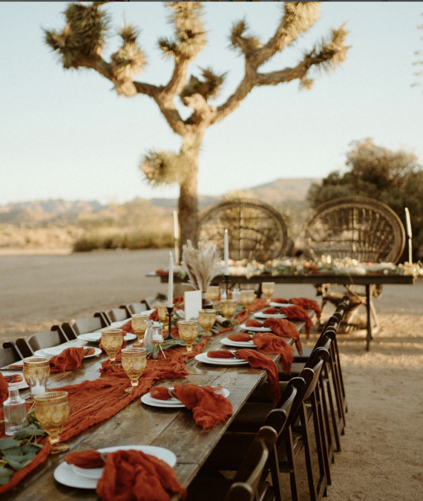 Amber Glassware Desert Wedding