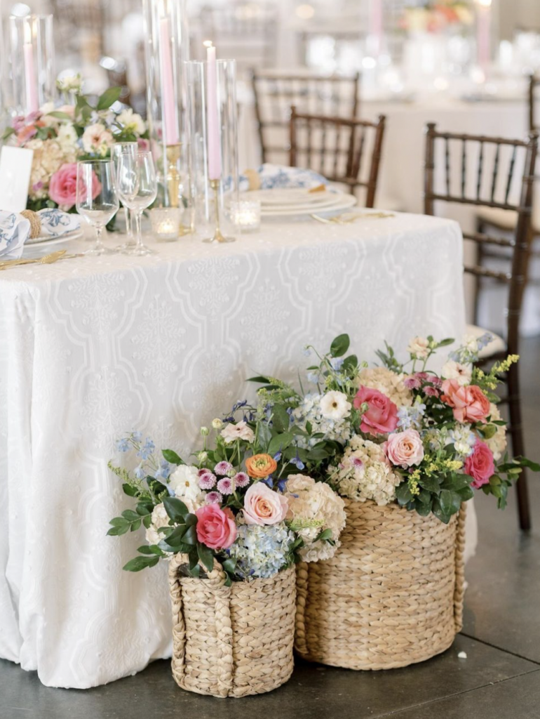 Woven Basket Floral Wedding