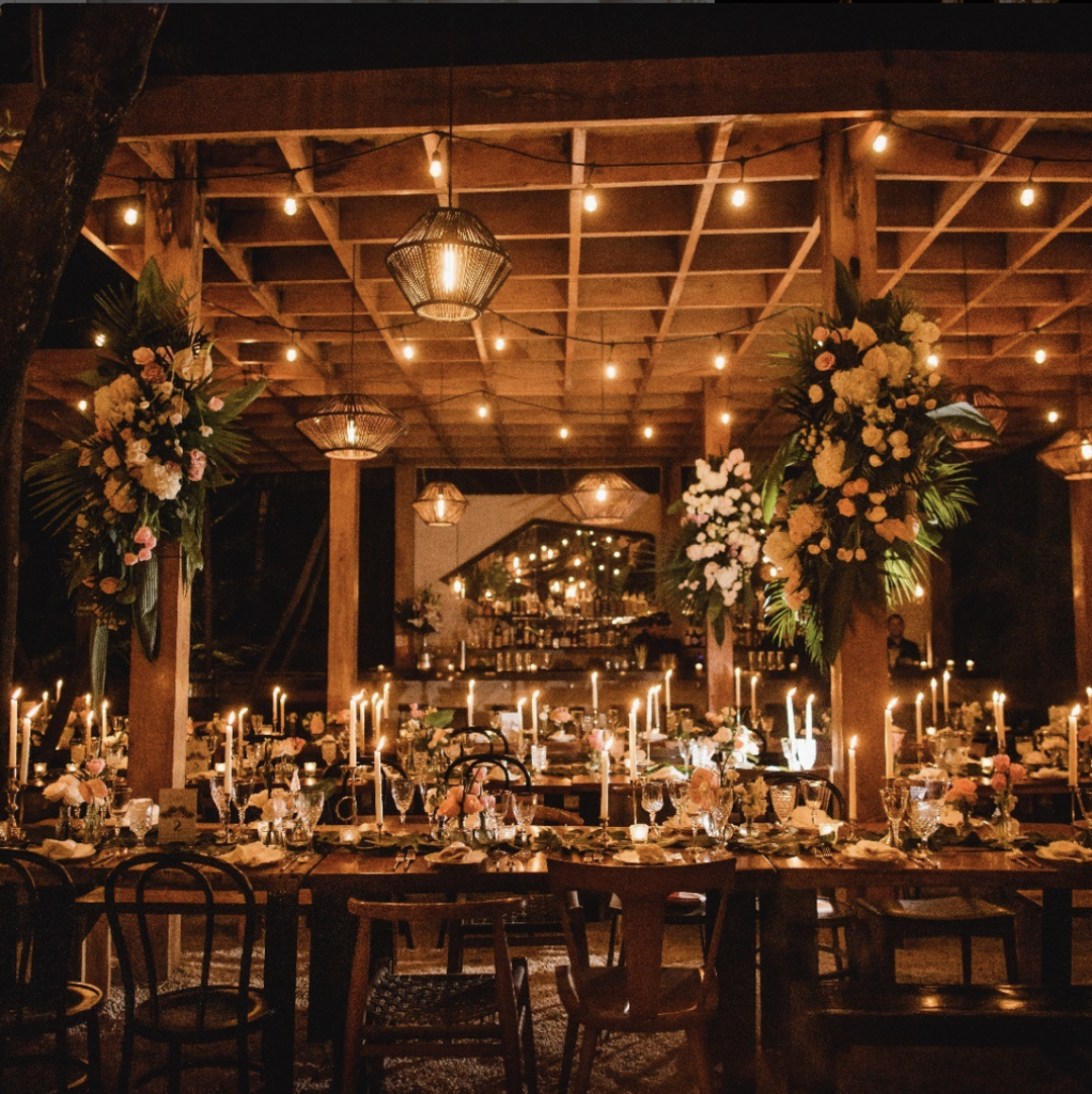 Boho Wedding Reception Lighting