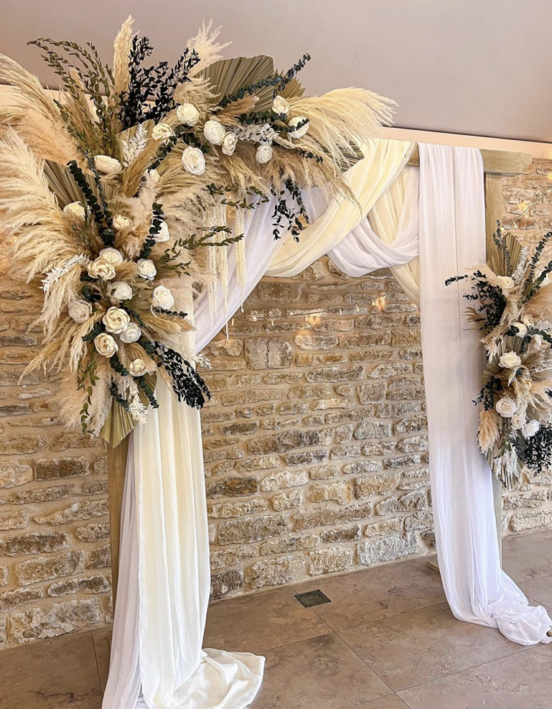 Draped Fabric Arch Boho Wedding