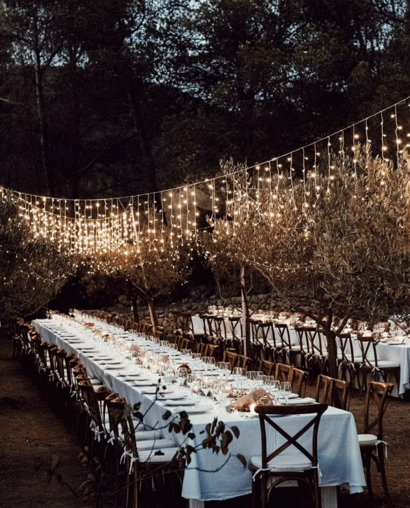 String Lights Boho Wedding Reception