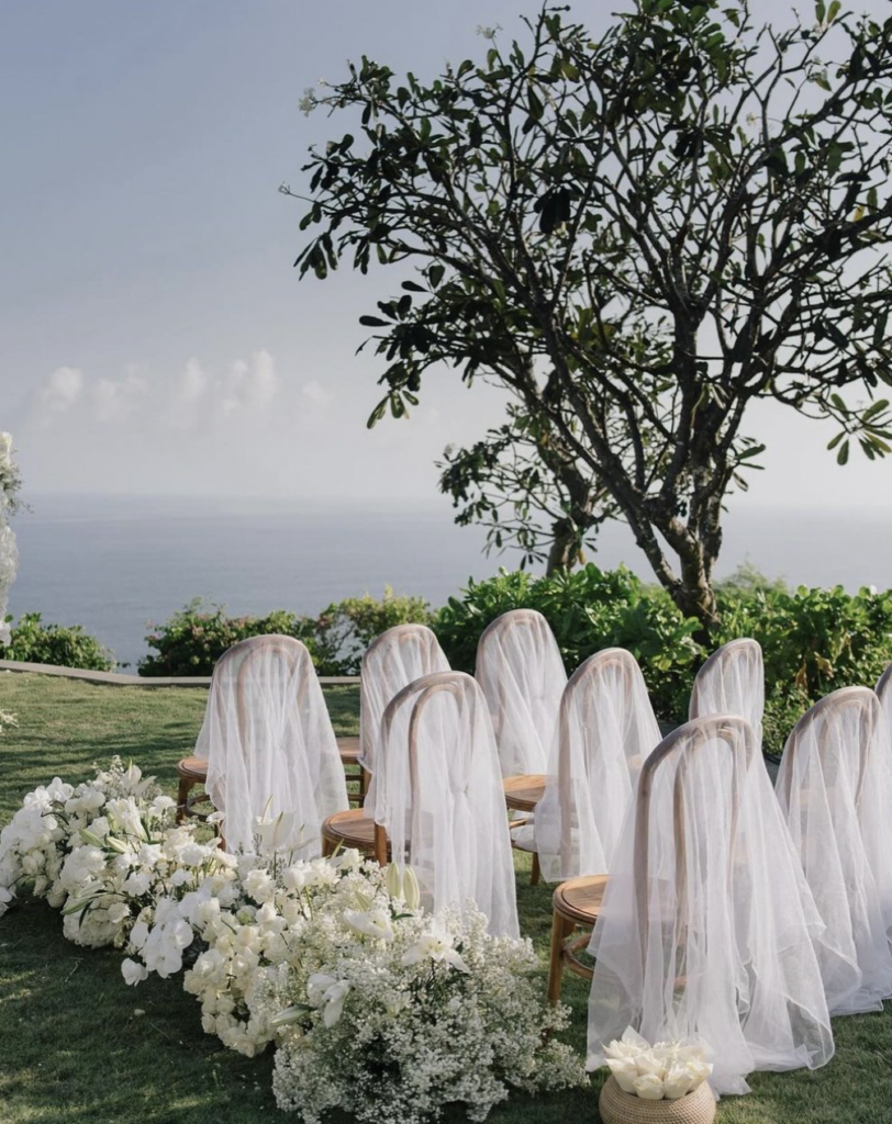 Tulle Chairs Boho Wedding Ceremony