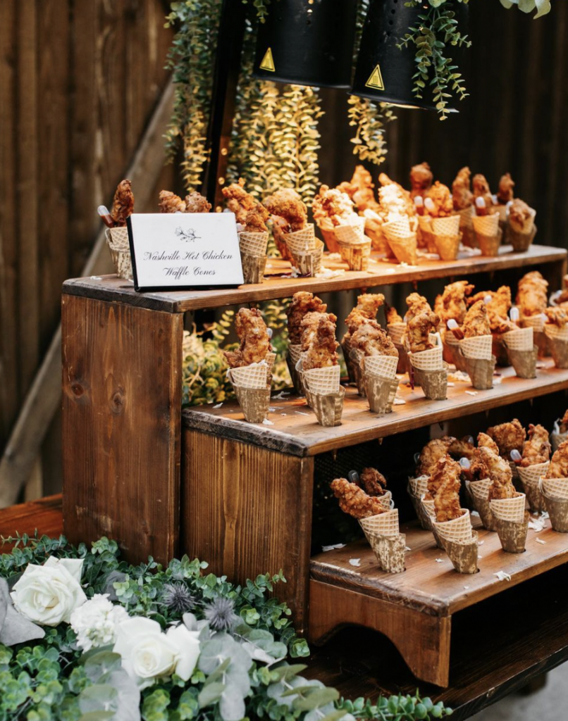 Boho Wedding Chicken And Waffles Appetizer