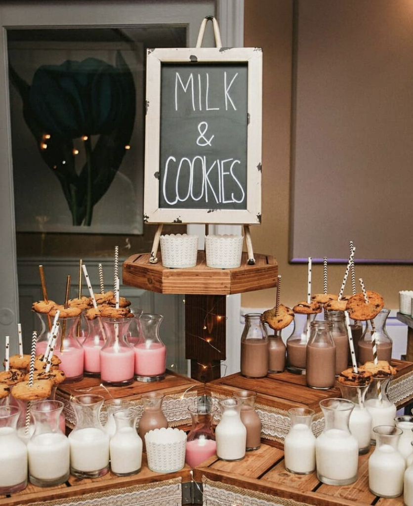 Boho Wedding Milk And Cookies Dessert