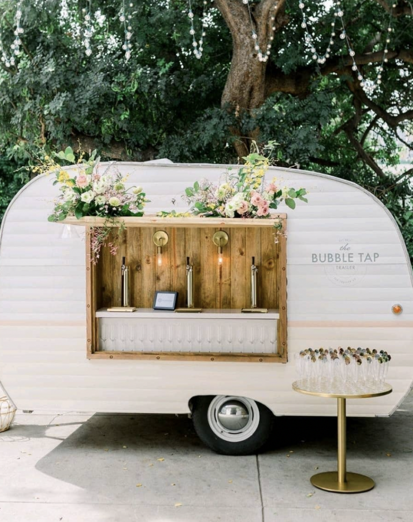 Champagne Cart Boho Wedding