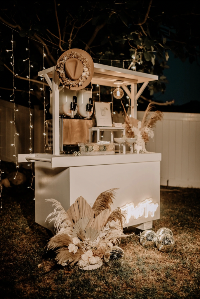 Mobile Margarita Cart Boho Wedding