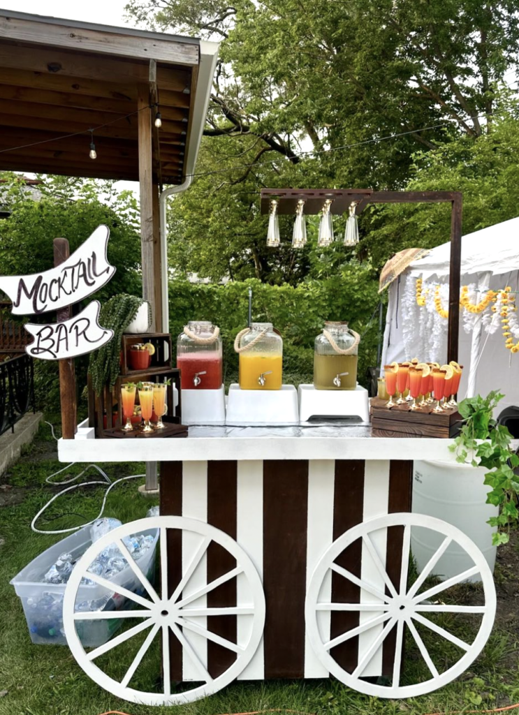 Mocktail Cart Boho Wedding