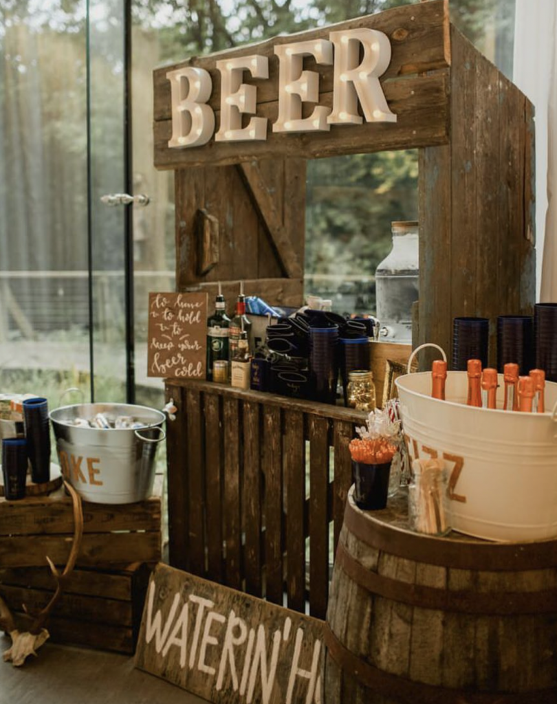 Wooden Barrels Boho Wedding Bar