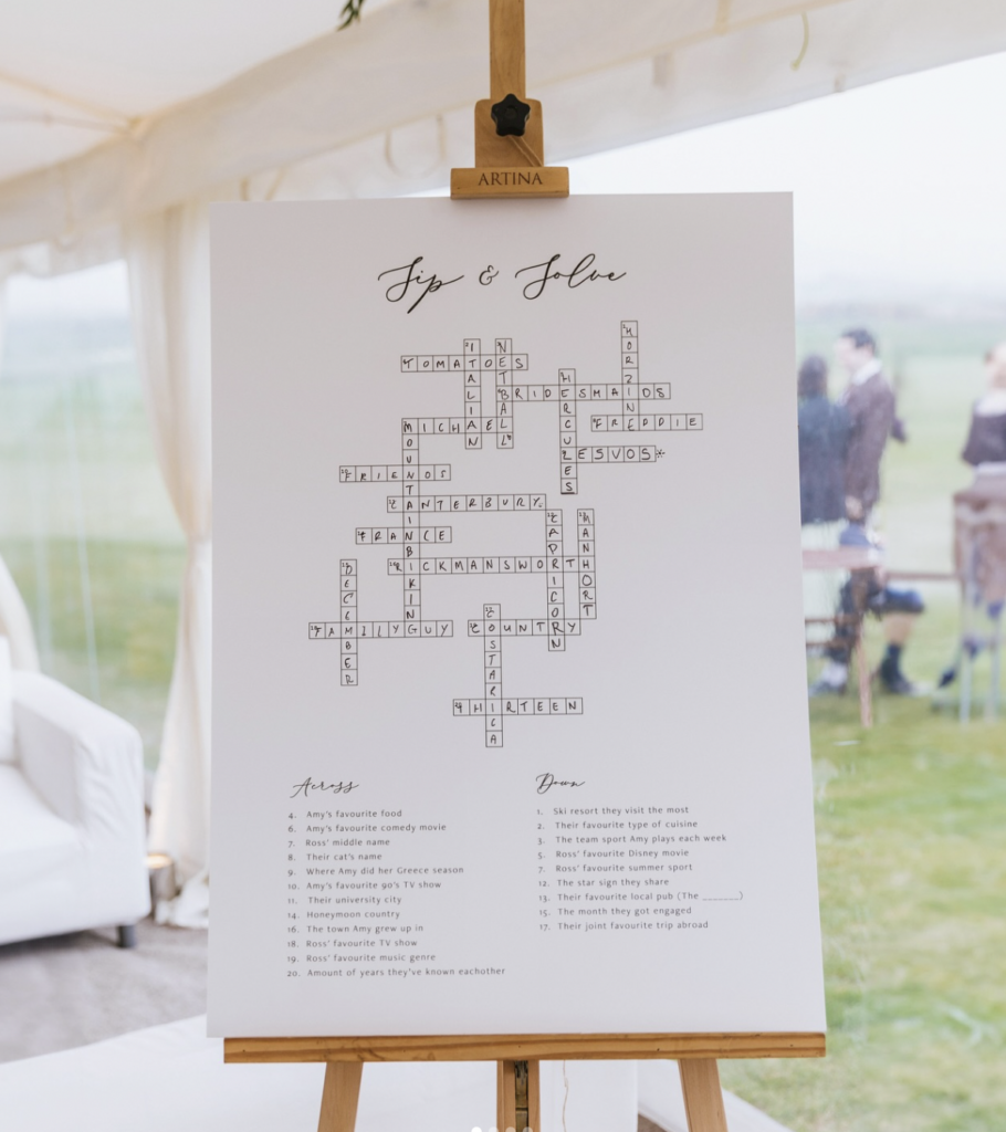 Boho Wedding Crossword Puzzle