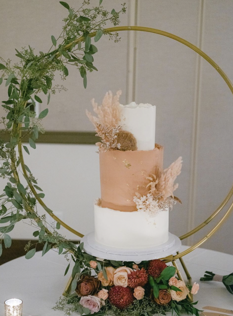 Golden Hoop Modern Boho Wedding Cake