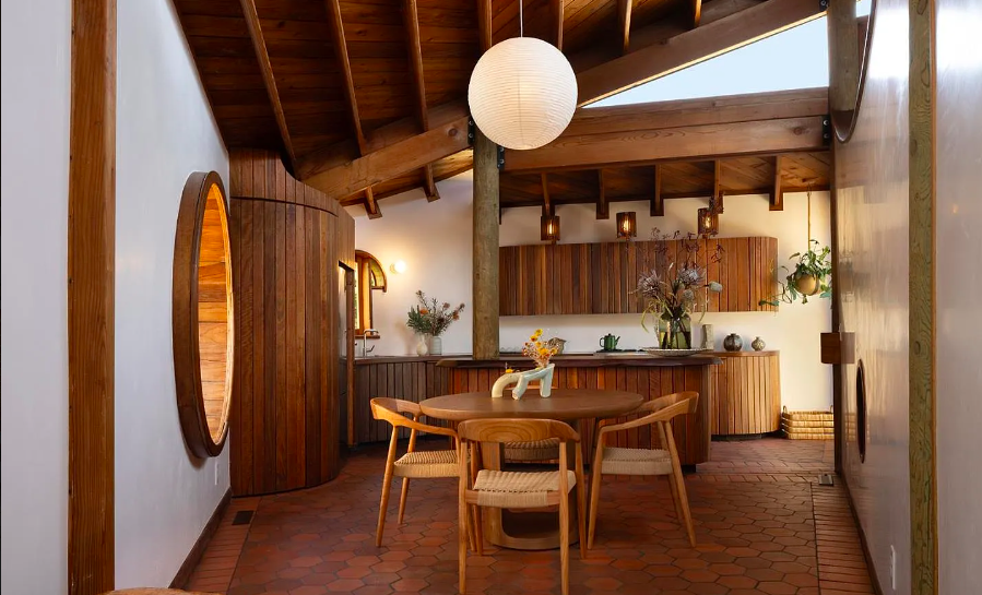 Kitchen Midcentury Wood Tile