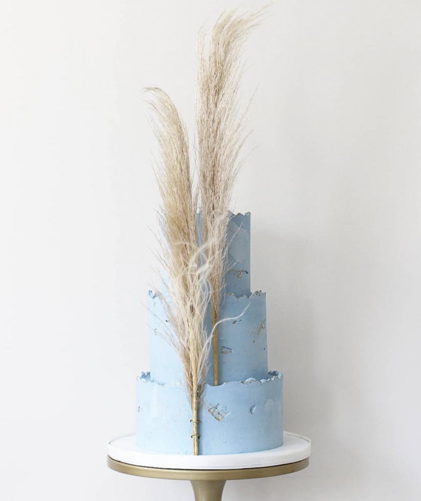 Pampas Grass Beach Wedding Cake